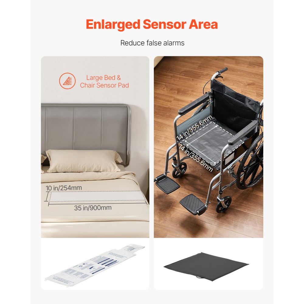 VEVOR Early Alert Bed Alarm System Wireless Bed and Chair Sensor Pad with Pager