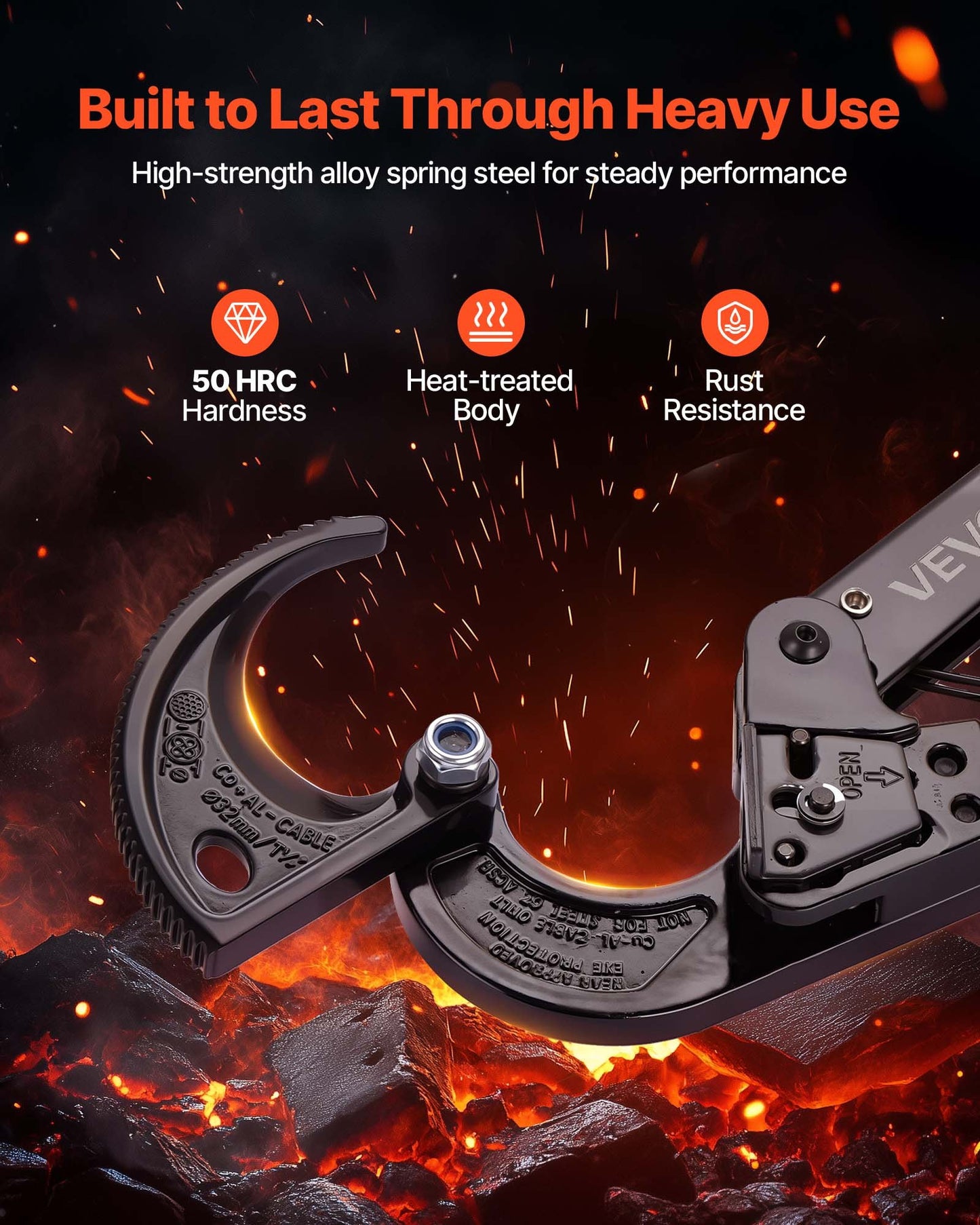 Ratcheting Cable Cutter, Spring Steel Blades with PVC-Coated Handles, Quick-Release Button, Heavy Duty Ratchet Cable Wire Cutter for Cutting Copper & Aluminum Cables Up to 474 MCM / 240 mm²