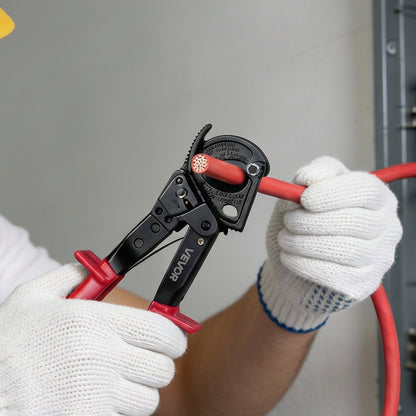Ratcheting Cable Cutter, Spring Steel Blades with PVC-Coated Handles, Quick-Release Button, Heavy Duty Ratchet Cable Wire Cutter for Cutting Copper & Aluminum Cables Up to 474 MCM / 240 mm²