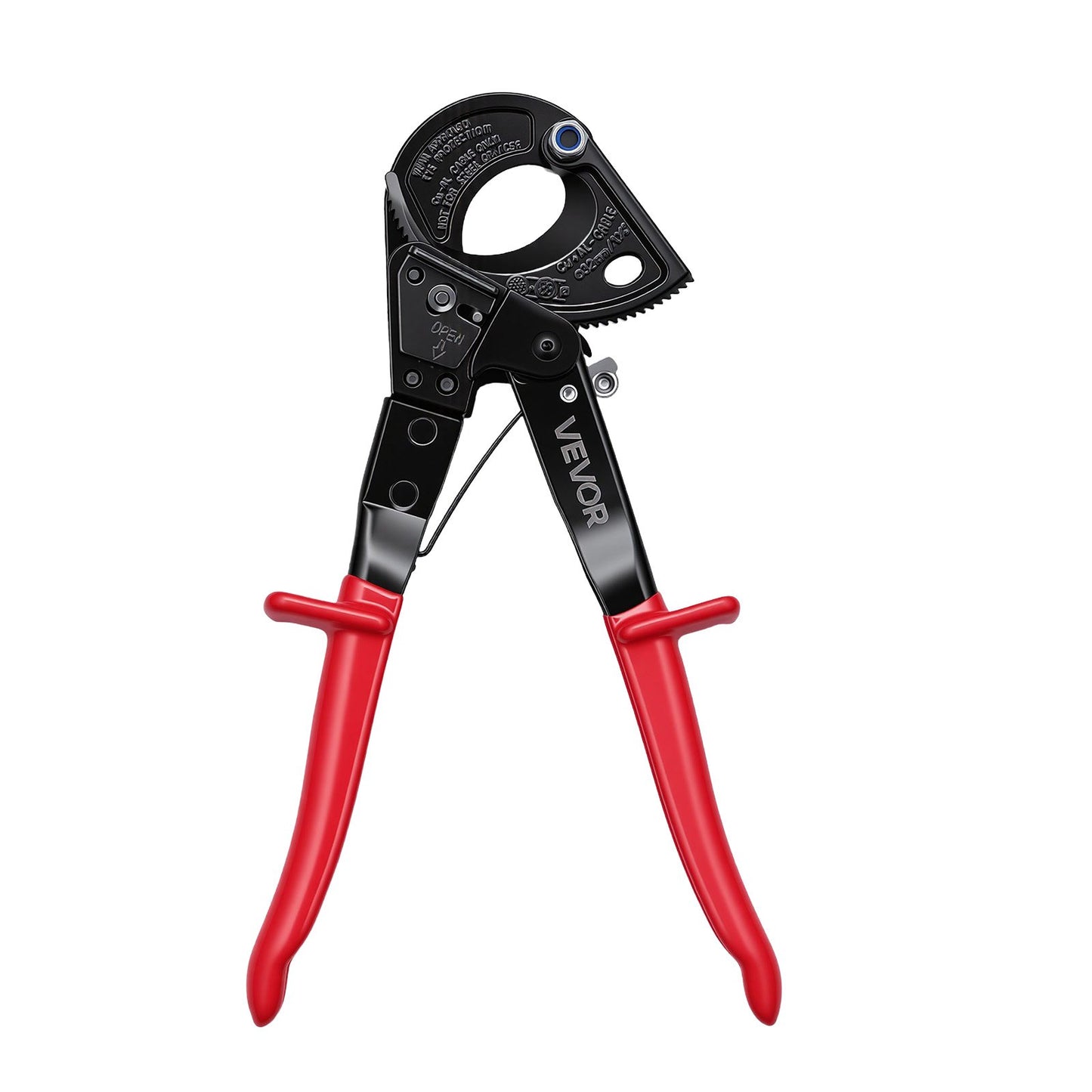 Ratcheting Cable Cutter, Spring Steel Blades with PVC-Coated Handles, Quick-Release Button, Heavy Duty Ratchet Cable Wire Cutter for Cutting Copper & Aluminum Cables Up to 474 MCM / 240 mm²