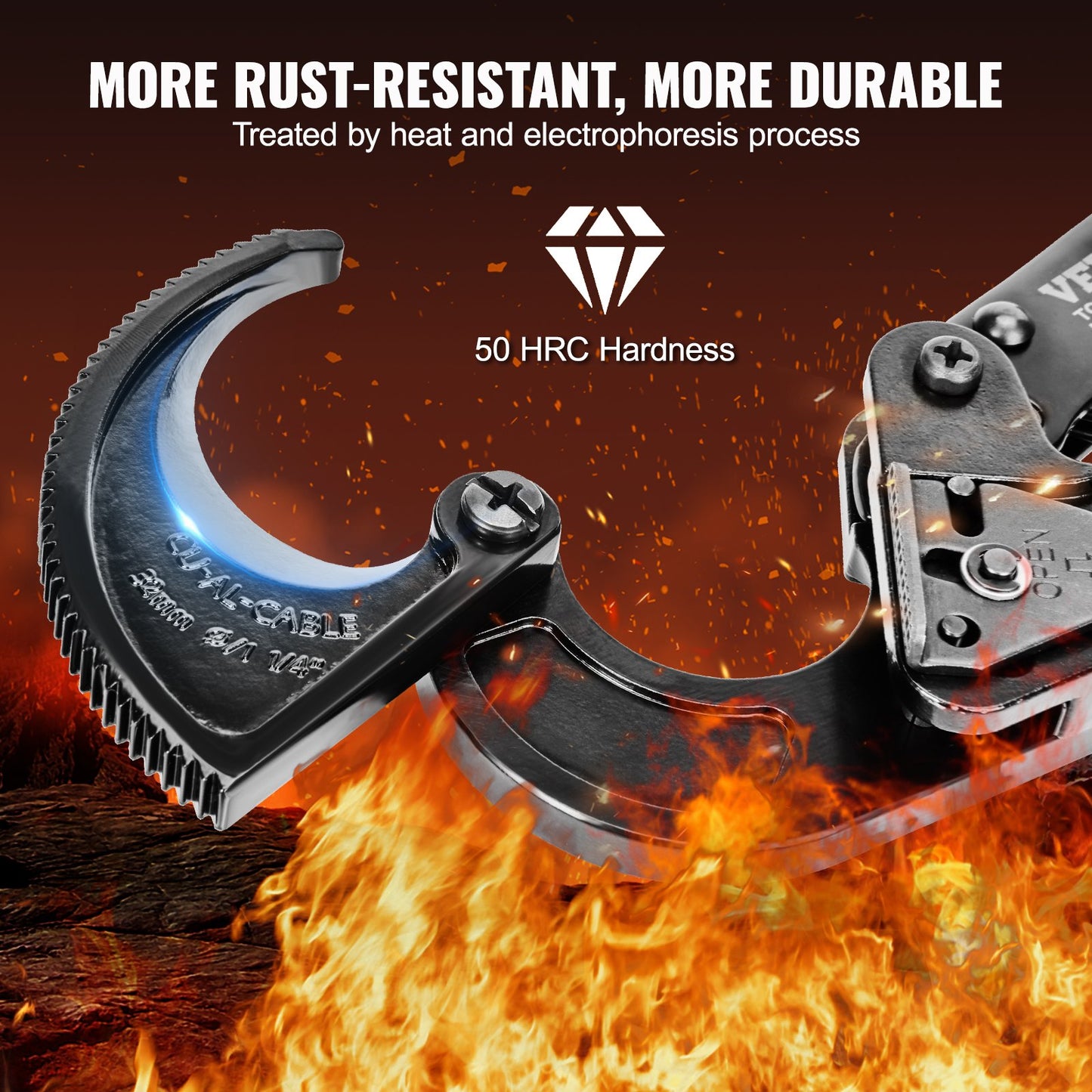 VEVOR Ratcheting Cable Cutter, 250mm Ratchet Wire and Cable Cutter, Cut up to 240