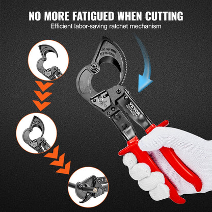 Ratcheting Cable Cutter, 0.25m Wire Cutter for 240mm Copper-Aluminum Cables