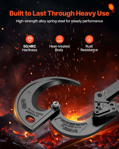 Ratcheting Cable Cutter, Spring Steel Blades with Insulated Handles, Quick-Release Button, Heavy Duty Ratchet Cable Wire Cutter for Cutting Copper & Aluminum Cables Up to 800 MCM / 400 mm²