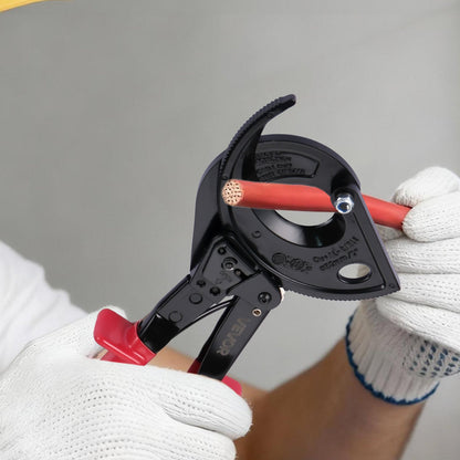 Ratcheting Cable Cutter, Spring Steel Blades with Insulated Handles, Quick-Release Button, Heavy Duty Ratchet Cable Wire Cutter for Cutting Copper & Aluminum Cables Up to 800 MCM / 400 mm²