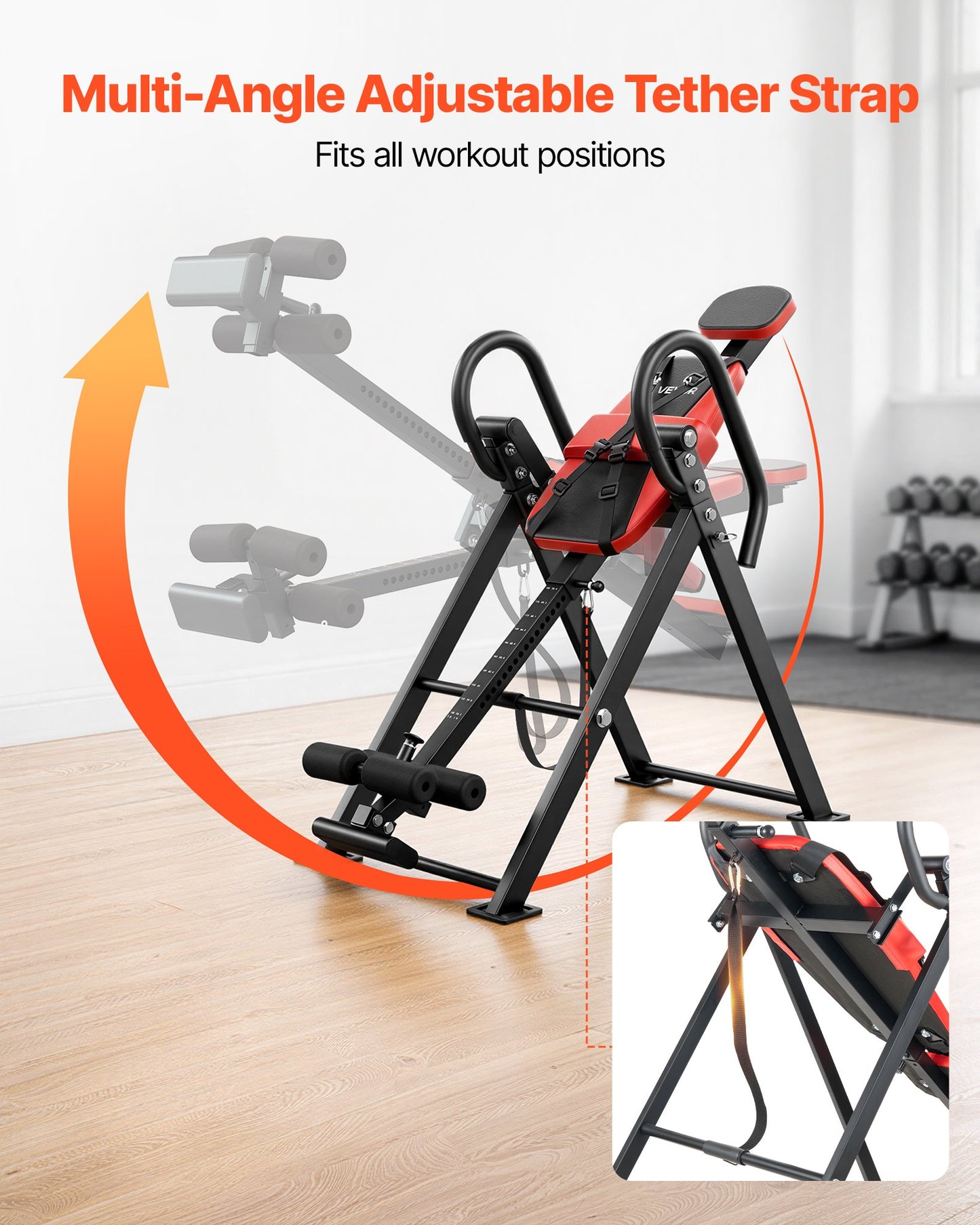 Inversion Table, 136 kg Capacity Heavy Duty Inverted Table, Back Inverter Stretcher with Dual-Roller Locking, Decompression Tables for Shoulders, Neck, Back, Multi-Angle Adjustable Tether Strap