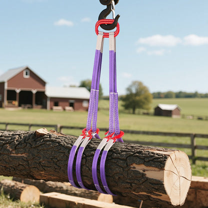 Lifting Sling Straps, 2Pcs Two-Leg Polyester Bridle Sling with Hooks, 2 Ton Capacity, 5Ft Heavy Duty Rigging Strap, Thickened & Wear-Resistant Webbing Slings for Engines Cranes Hoists Truck