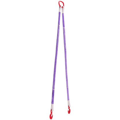 Lifting Sling Straps, 2Pcs Two-Leg Polyester Bridle Sling with Hooks, 2 Ton Capacity, 5Ft Heavy Duty Rigging Strap, Thickened & Wear-Resistant Webbing Slings for Engines Cranes Hoists Truck