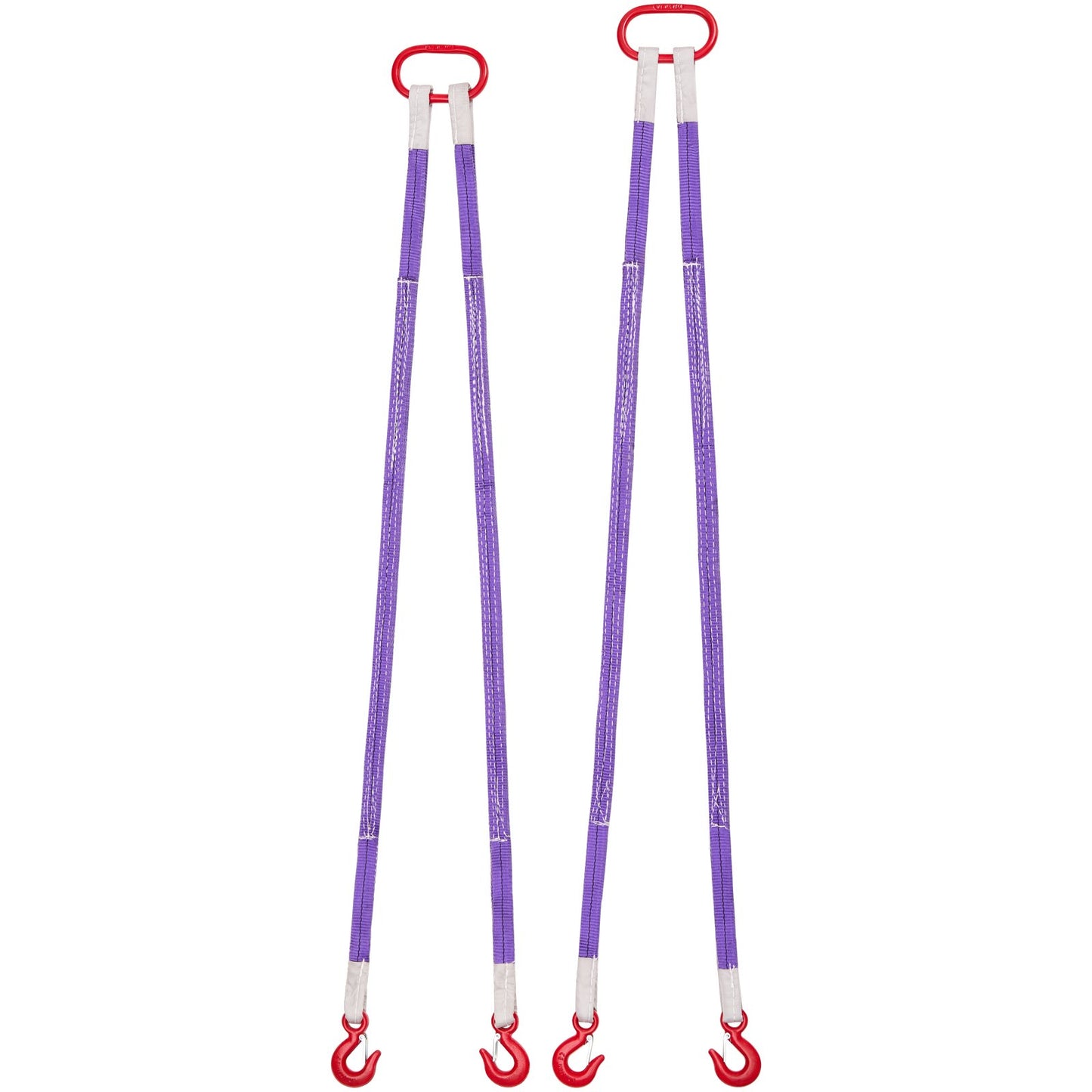 Lifting Sling Straps, 2Pcs Two-Leg Polyester Bridle Sling with Hooks, 2 Ton Capacity, 5Ft Heavy Duty Rigging Strap, Thickened & Wear-Resistant Webbing Slings for Engines Cranes Hoists Truck