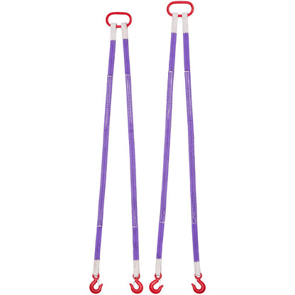 Lifting Sling Straps, 2Pcs Two-Leg Polyester Bridle Sling with Hooks, 2 Ton Capacity, 5Ft Heavy Duty Rigging Strap, Thickened & Wear-Resistant Webbing Slings for Engines Cranes Hoists Truck