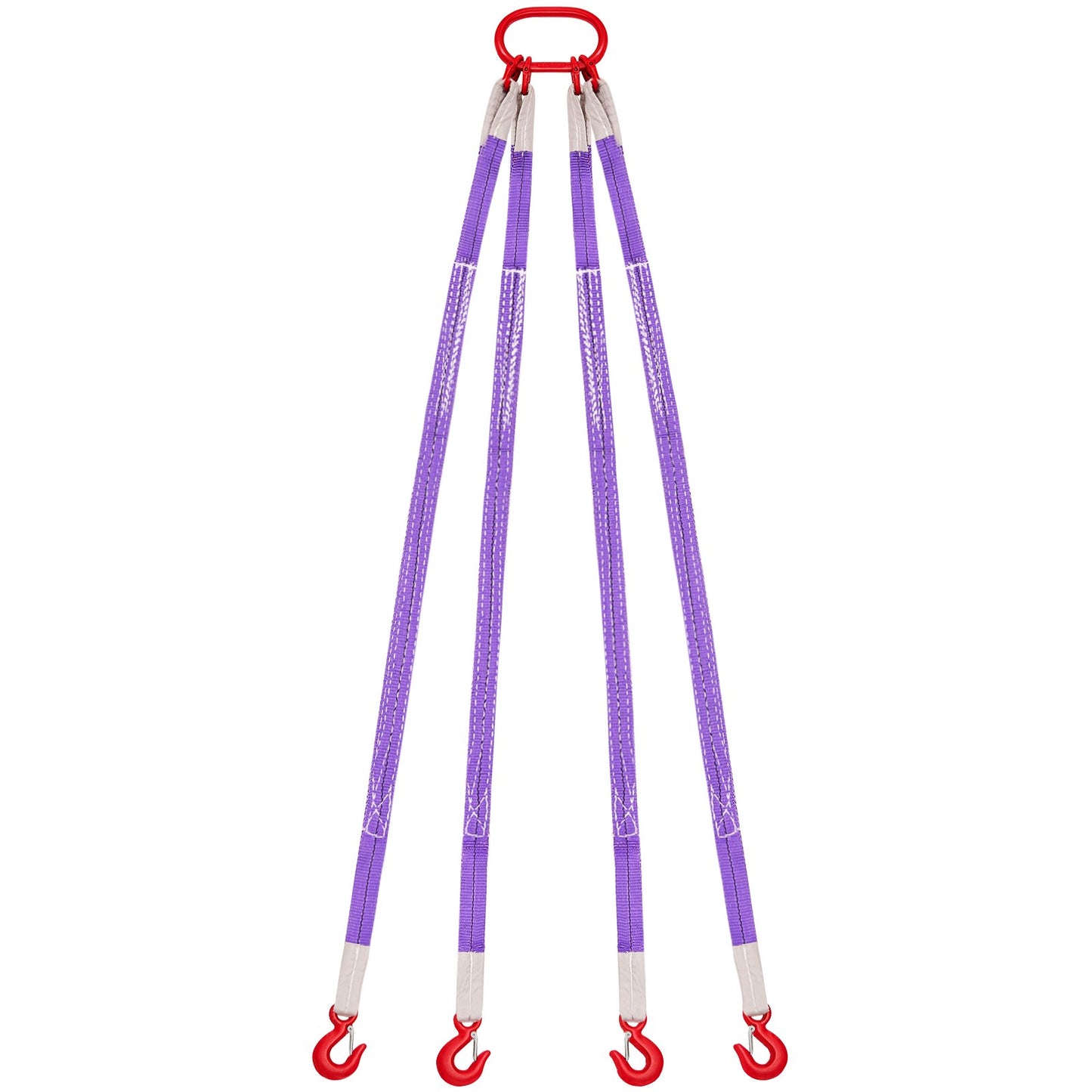 Lifting Sling Straps, Four Leg Polyester Bridle Sling with Hooks, 3 Ton Capacity, 5Ft Heavy Duty Rigging Strap, Thickened & Wear-Resistant Webbing Slings for Engines Cranes Hoists Truck