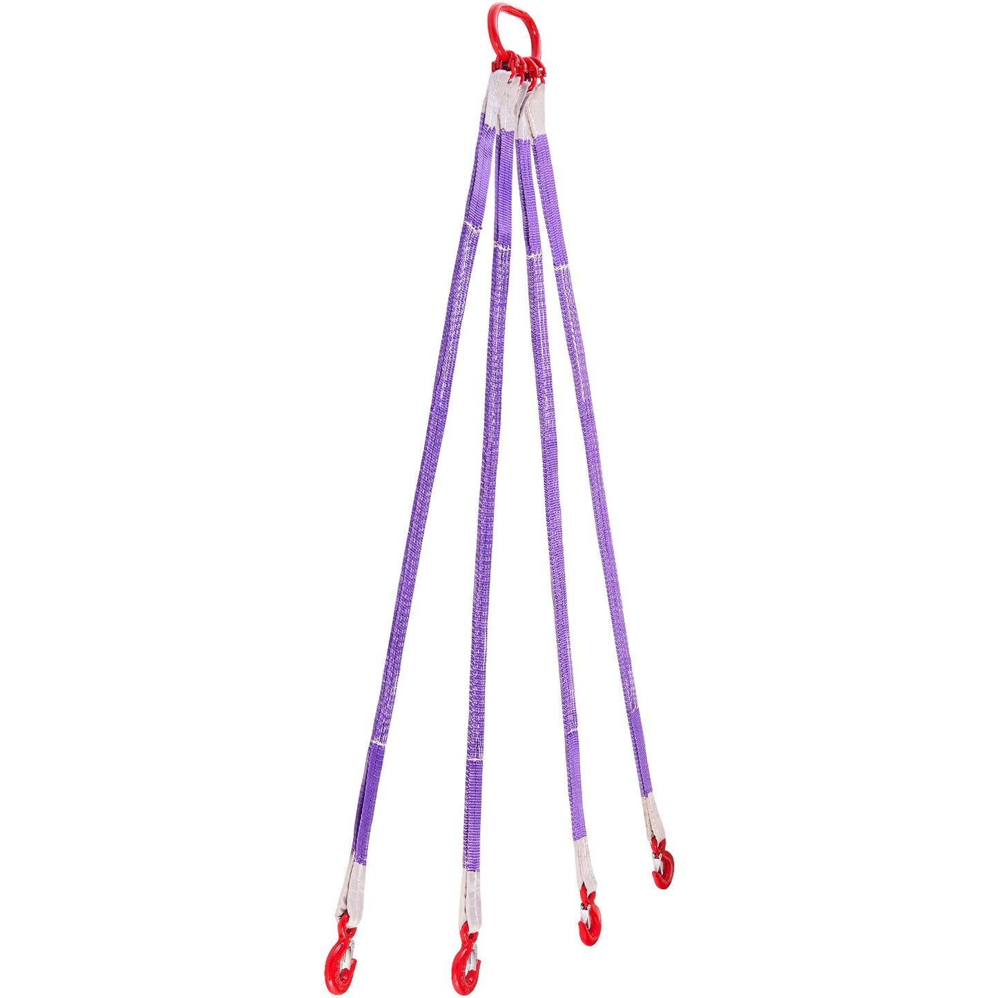 Lifting Sling Straps, Four Leg Polyester Bridle Sling with Hooks, 3 Ton Capacity, 5Ft Heavy Duty Rigging Strap, Thickened & Wear-Resistant Webbing Slings for Engines Cranes Hoists Truck