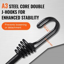 12-Piece Heavy Duty Bungee Cords with Hooks, 0.8m Length, 25kg Load Capacity