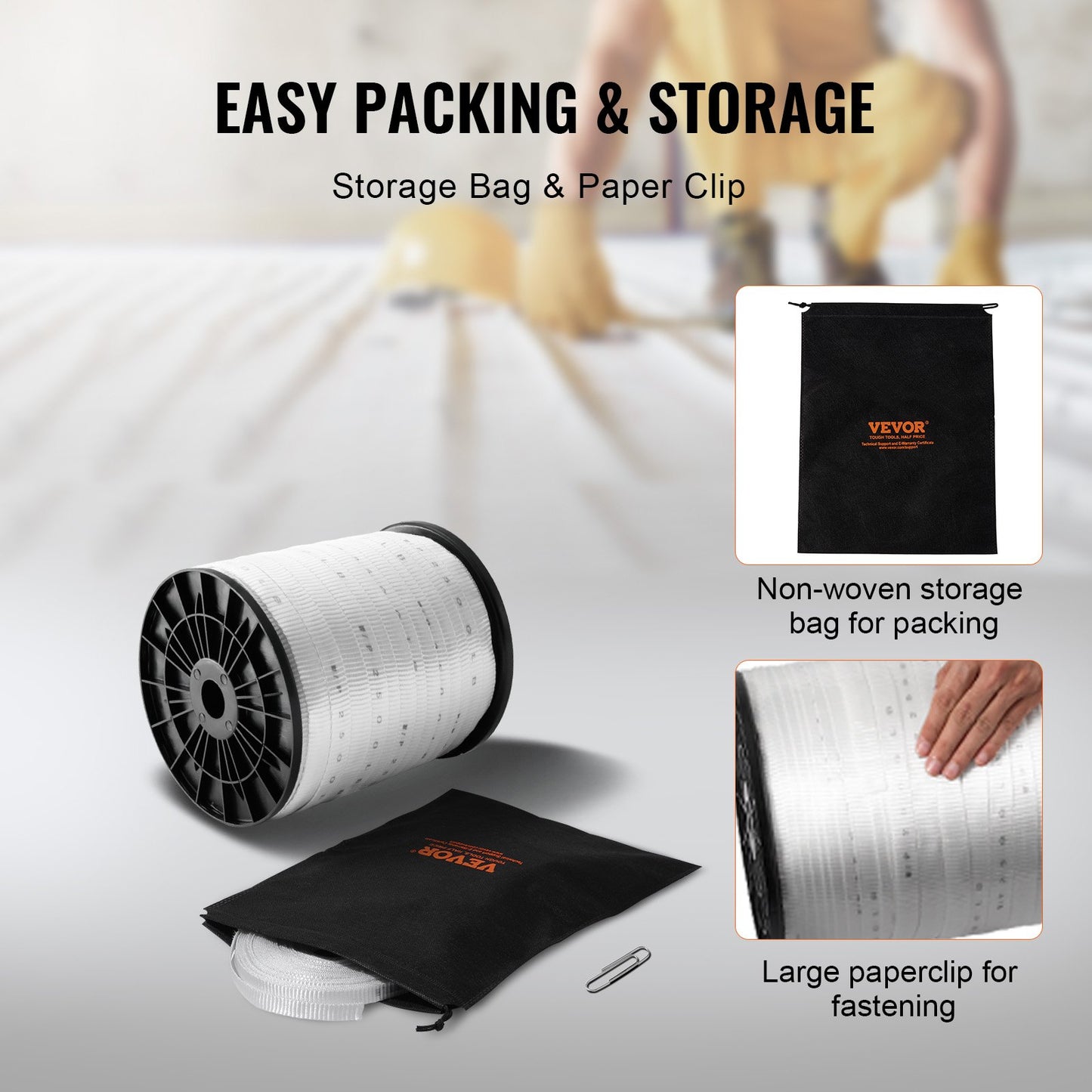 VEVOR Polyester Pull Tape, 1.9 cm x 160.9 m Mule Tape Flat Rope, 1134 kgf Tensile