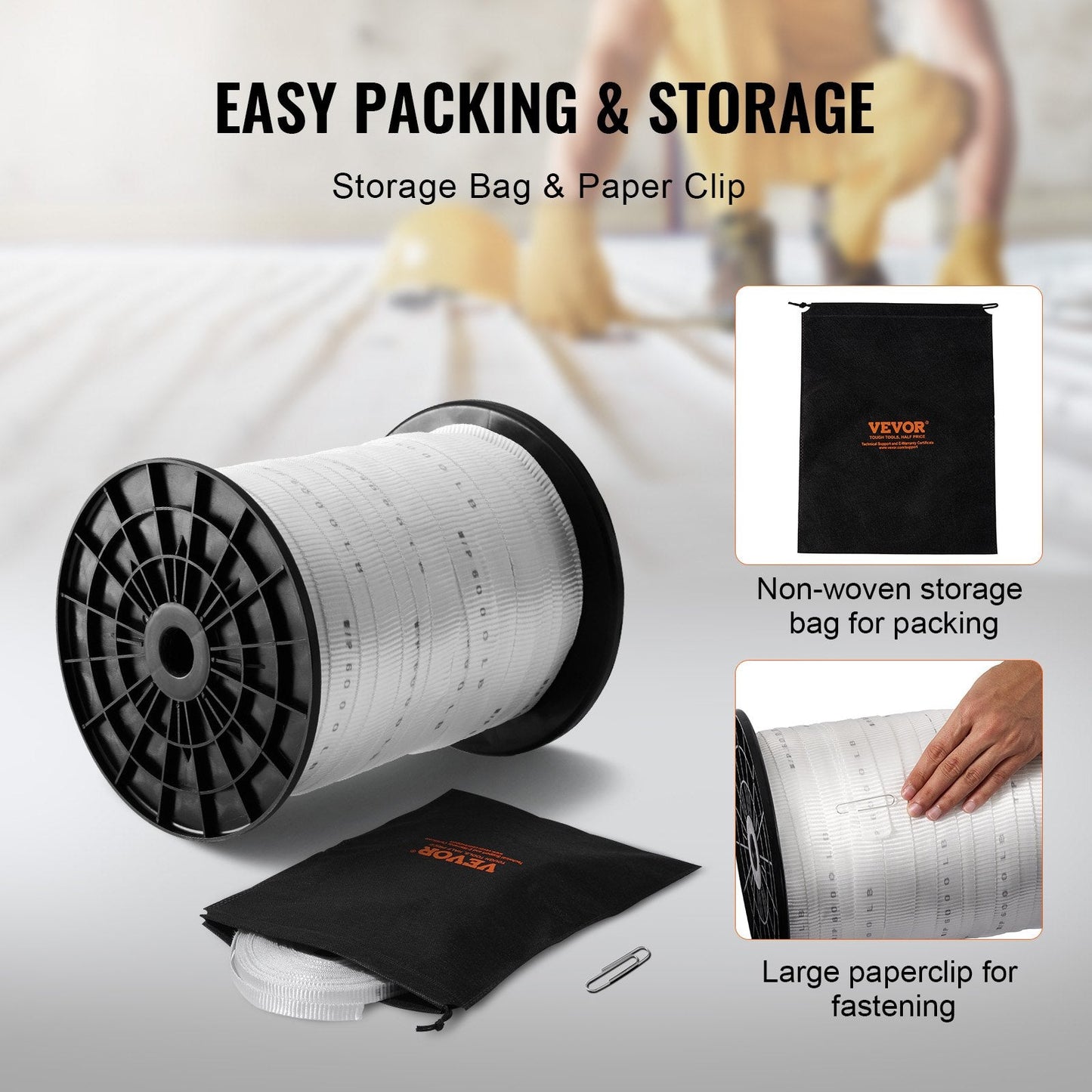 Durable Polyester Pull Tape, 2.5 cm x 160.9 m, 2722 kgf Strength, White