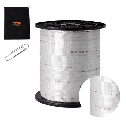 Durable Polyester Pull Tape, 2.5 cm x 160.9 m, 2722 kgf Strength, White