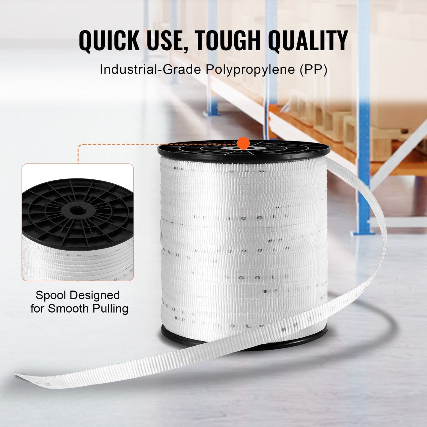 Polyester Pull Tape, 321m x 1.9cm, 1134kgf, for Electrical & Gardening Use