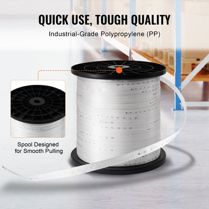 VEVOR Polyester Pull Tape, 1.9 cm x 641 m Mule Tape Flat Rope, 1134 kgf Tensile