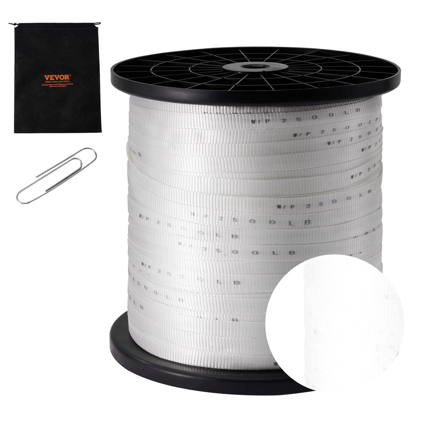 VEVOR Polyester Pull Tape, 1.9 cm x 641 m Mule Tape Flat Rope, 1134 kgf Tensile