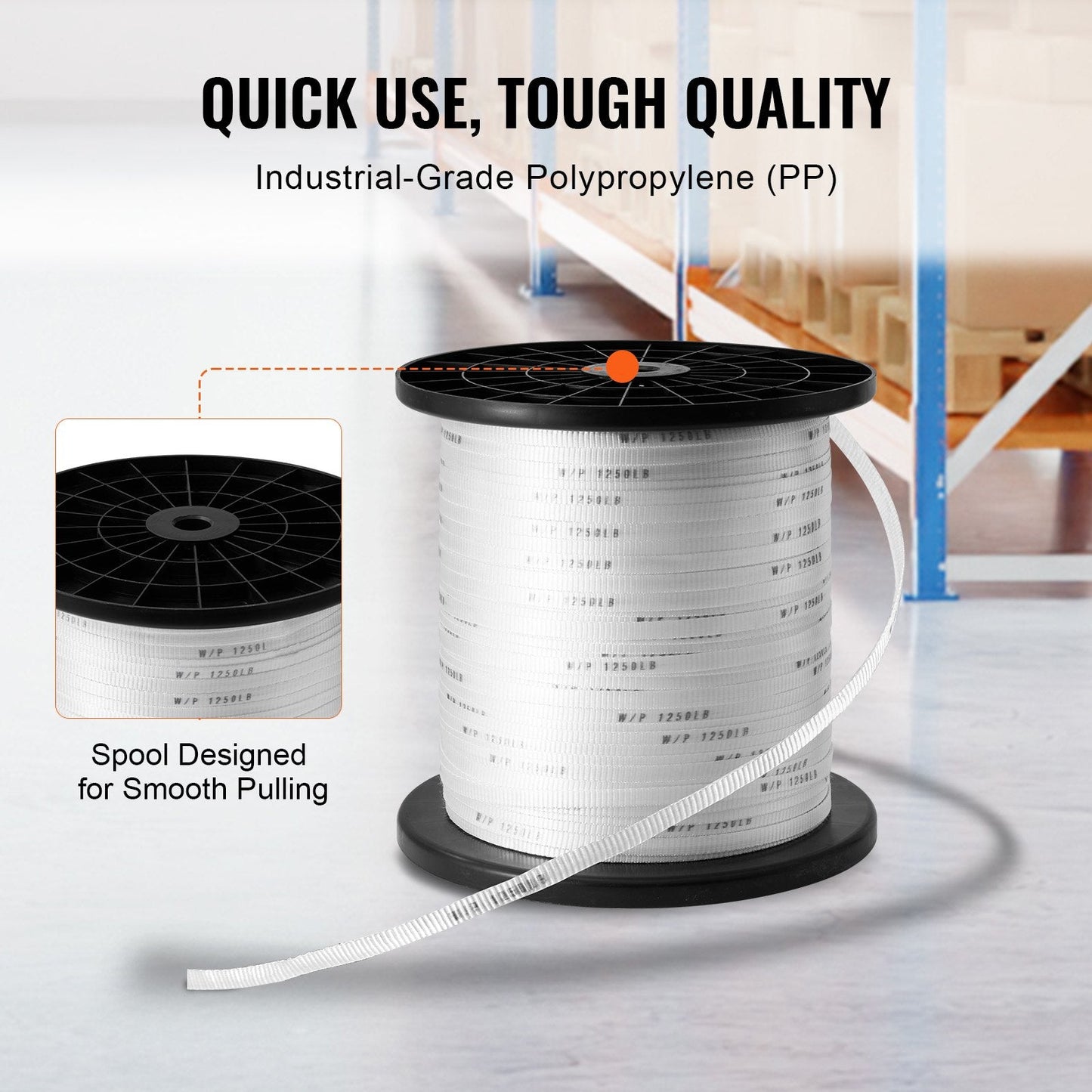 Polyester Mule Tape, 1.3 cm x 961 m, 567 kgf Strength for Cable Pulling