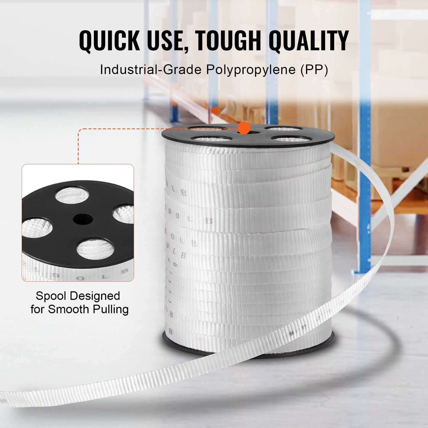 VEVOR Polyester Pulling Tape Mule Tape 1.9 cm x 80.8 m 1134 kgf Tensile Capacity