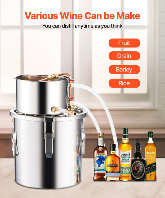 3 Gal Alcohol Distiller Kit, Stainless Steel with Copper Coil Cooling - 11.4 L