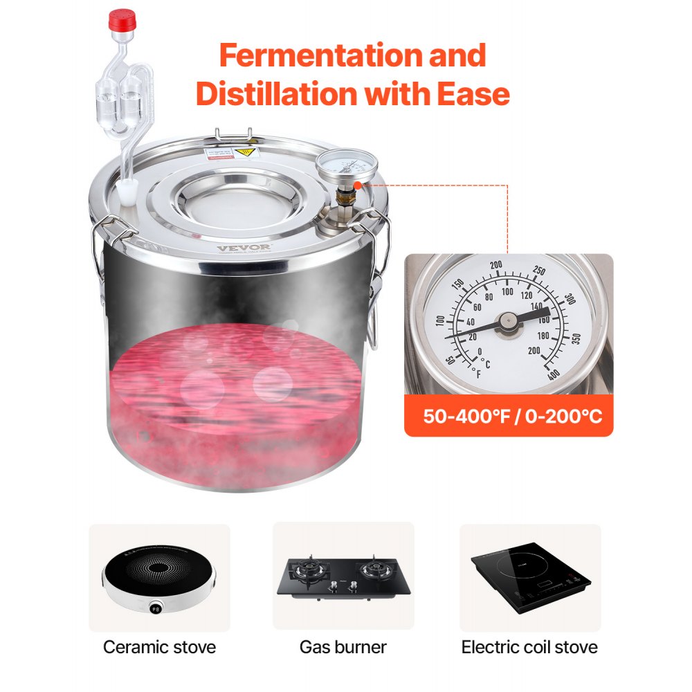 VEVOR Moonshine Still 3 Gal Water Alcohol Distiller Brewing Kit Stainless Steel