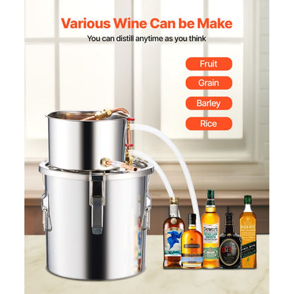 VEVOR Moonshine Still 3 Gal Water Alcohol Distiller Brewing Kit Stainless Steel