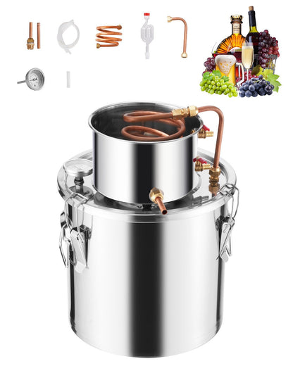 5 Gal Stainless Steel Alcohol Distiller Kit with Copper Coil Cooling System