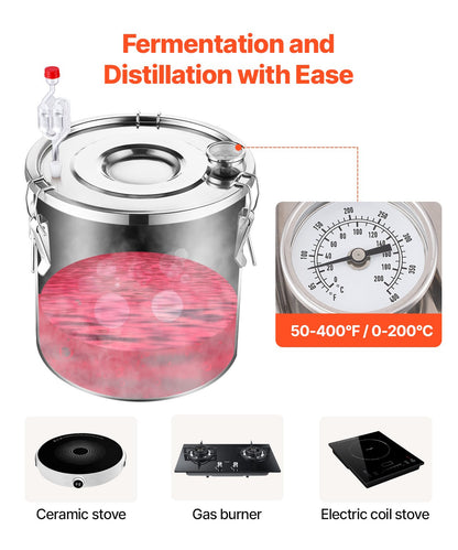 8 Gal (30L) Home Distillation Kit - Stainless Steel Alcohol and Water Distiller