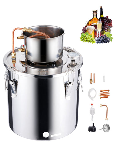 8 Gal (30L) Home Distillation Kit - Stainless Steel Alcohol and Water Distiller