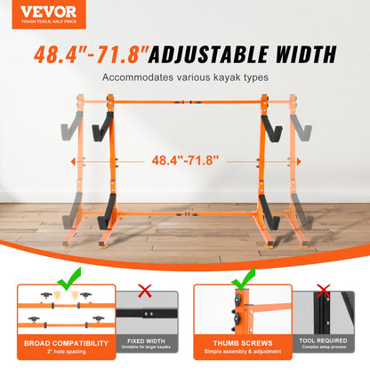 VEVOR Freestanding Kayak Storage Rack, Kayak Stand for 2 Kayak Canoe Paddleboard,
