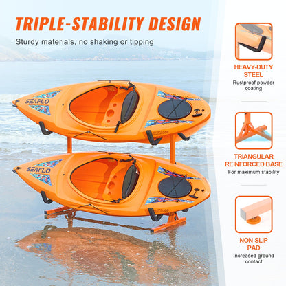 VEVOR Freestanding Kayak Storage Rack, Kayak Stand for 4 Kayak Canoe Paddleboard,