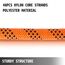 VEVOR Polyester Rope 14 mm x 61 m Load and Pulling Rope 3901kg Breaking Strength