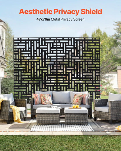VEVOR Metal Privacy Screen 47" x 76" Outdoor Privacy Screens & Panels Black