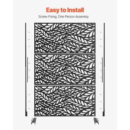 VEVOR Metal Privacy Screen 47" x 72" Outdoor Privacy Screens & Panels Black