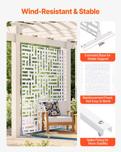 VEVOR Metal Privacy Screen 47" x 76" Outdoor Privacy Screens & Panels White