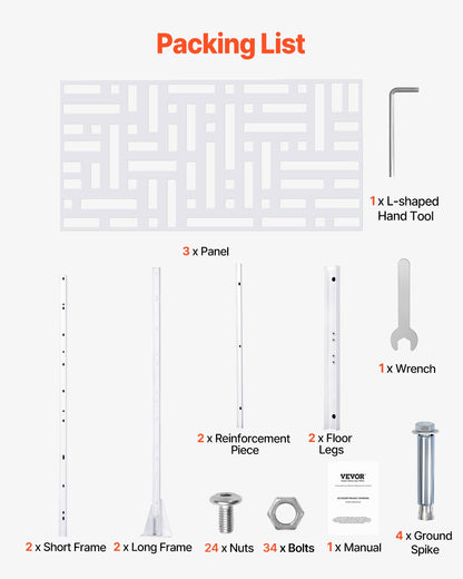 VEVOR Metal Privacy Screen 47" x 76" Outdoor Privacy Screens & Panels White