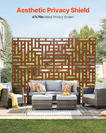 VEVOR Metal Privacy Screen 47" x 76" Outdoor Privacy Screens & Panels Brown