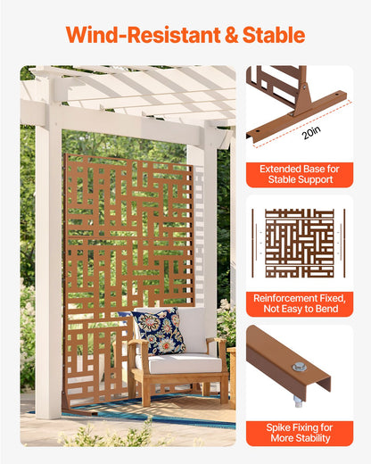 VEVOR Metal Privacy Screen 47" x 76" Outdoor Privacy Screens & Panels Brown