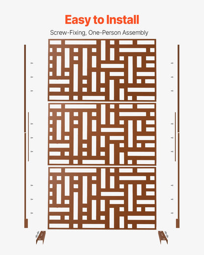 VEVOR Metal Privacy Screen 47" x 76" Outdoor Privacy Screens & Panels Brown