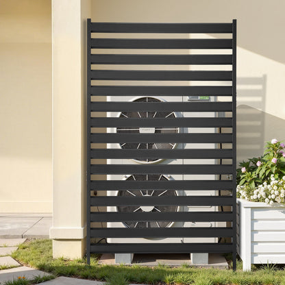 Metal Privacy Screen, 96 x 152.4cm Freestanding Modern Privacy Fence, Garden Divider Panel with Extended Ground Stakes & Panel Height Adjustable, Freestanding Outdoor Divider for Garden, Indoor