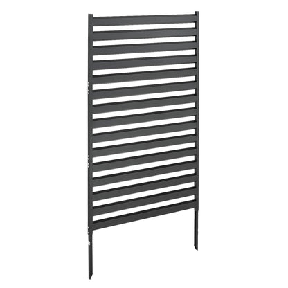 Metal Privacy Screen, 96 x 152.4cm Freestanding Modern Privacy Fence, Garden Divider Panel with Extended Ground Stakes & Panel Height Adjustable, Freestanding Outdoor Divider for Garden, Indoor