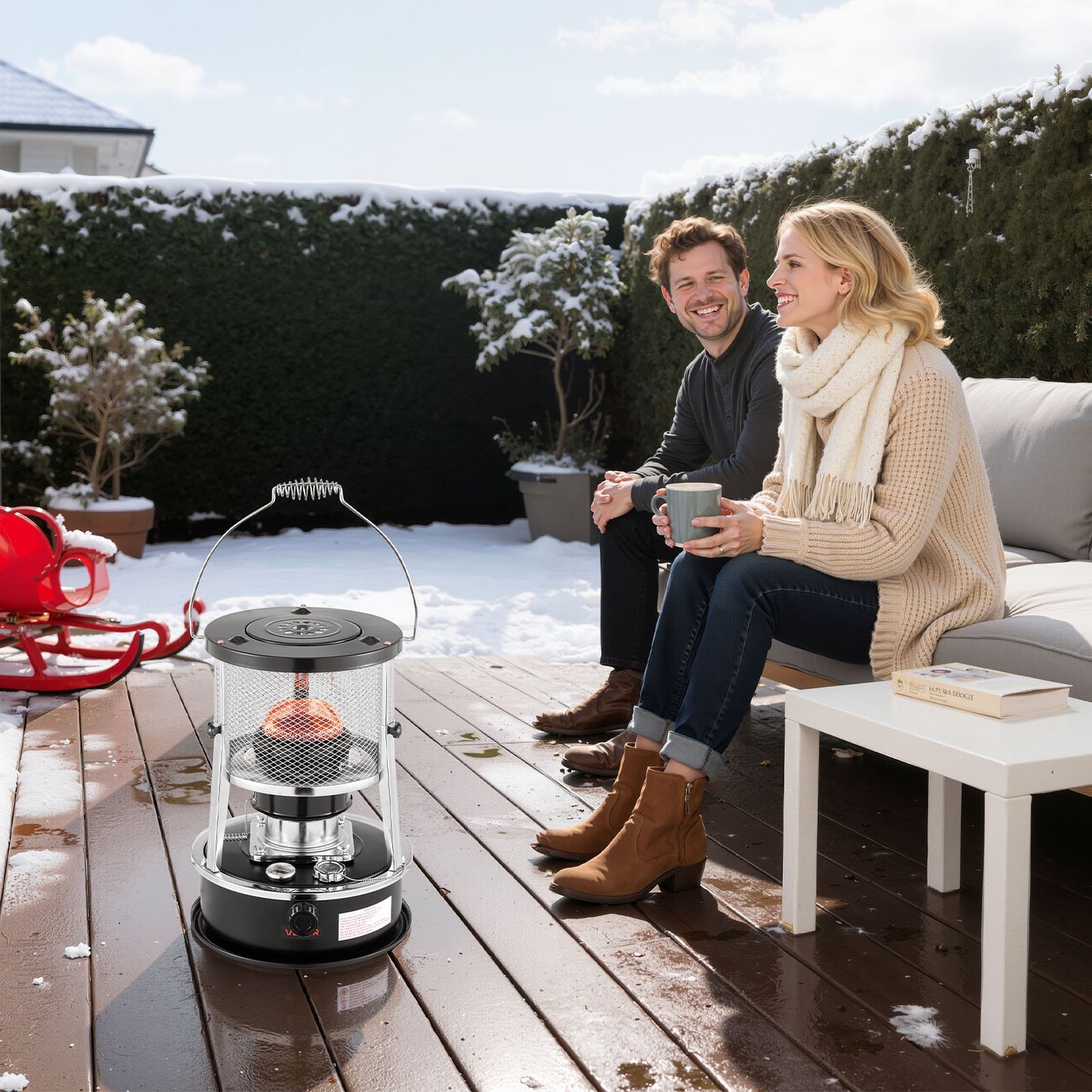 9000 BTU Portable Kerosene Heater & Stove, 2 in 1 Non-Electric Indoor Outdoor Heater with Adjustable Height & Flame & Easy Storage,for Camping, Hunting, Cooking, Home, Garage, Black
