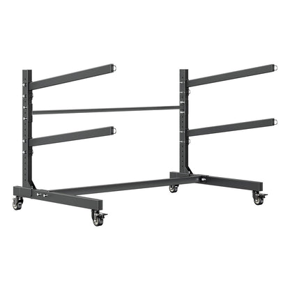Kayak Storage Rack for 2 Kayaks, Holds 80 kg, Heavy Duty Adjustable Freestanding Stand with Lockable Wheels for Indoor Outdoor Garage Shed Dock, Holder for Canoe, SUP, Surfboard & Paddleboard