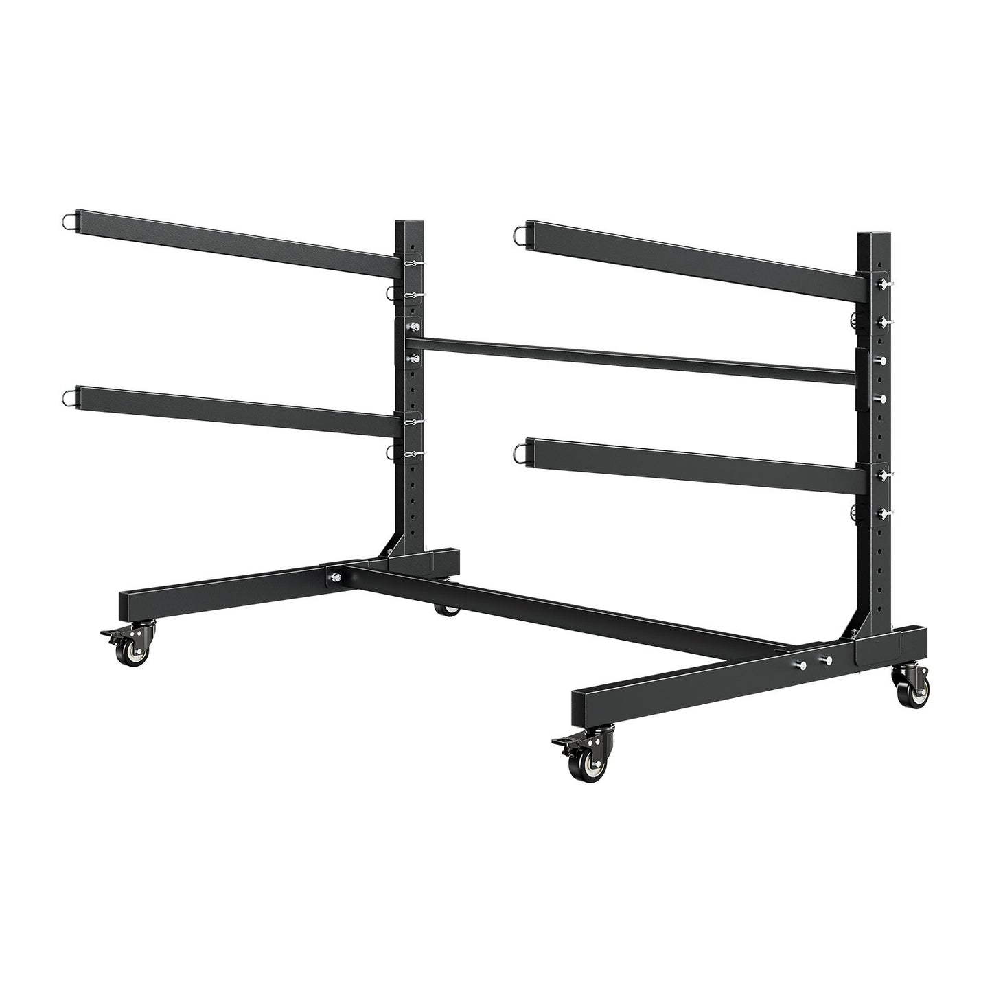 Kayak Storage Rack for 2 Kayaks, Holds 80 kg, Heavy Duty Adjustable Freestanding Stand with Lockable Wheels for Indoor Outdoor Garage Shed Dock, Holder for Canoe, SUP, Surfboard & Paddleboard
