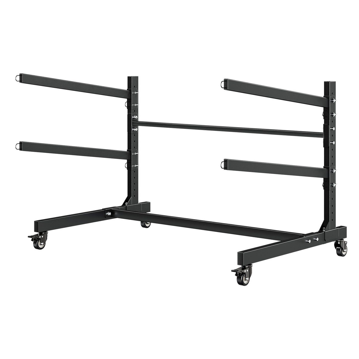 Kayak Storage Rack for 2 Kayaks, Holds 80 kg, Heavy Duty Adjustable Freestanding Stand with Lockable Wheels for Indoor Outdoor Garage Shed Dock, Holder for Canoe, SUP, Surfboard & Paddleboard
