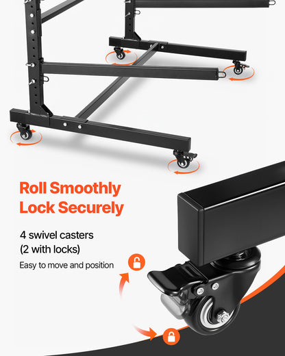 Kayak Storage Rack for 3 Kayaks, Holds 90 kg, Heavy Duty Adjustable Freestanding Stand with Lockable Wheels for Indoor Outdoor Garage Shed Dock, Holder for Canoe, SUP, Surfboard & Paddleboard