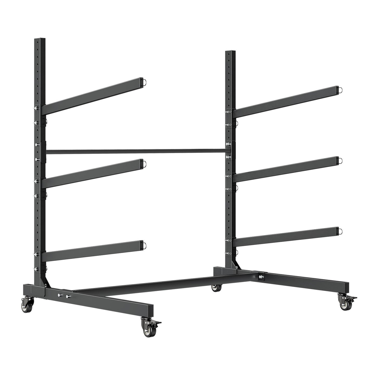 Kayak Storage Rack for 3 Kayaks, Holds 90 kg, Heavy Duty Adjustable Freestanding Stand with Lockable Wheels for Indoor Outdoor Garage Shed Dock, Holder for Canoe, SUP, Surfboard & Paddleboard