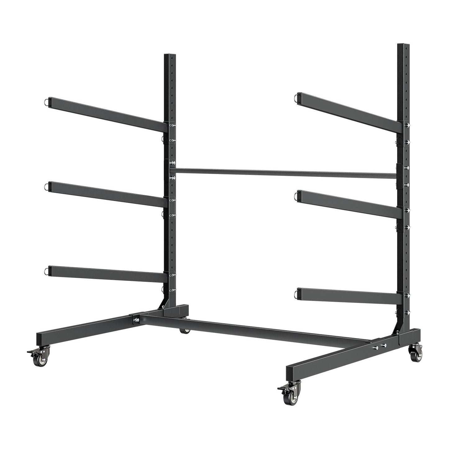 Kayak Storage Rack for 3 Kayaks, Holds 90 kg, Heavy Duty Adjustable Freestanding Stand with Lockable Wheels for Indoor Outdoor Garage Shed Dock, Holder for Canoe, SUP, Surfboard & Paddleboard