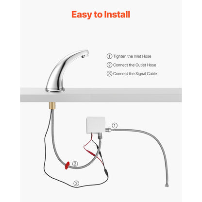 Touchless Bathroom Sink Faucet, Automatic Motion Sensor Restroom Toilet Faucet Cold Water with Hole Cover Plate, Battery